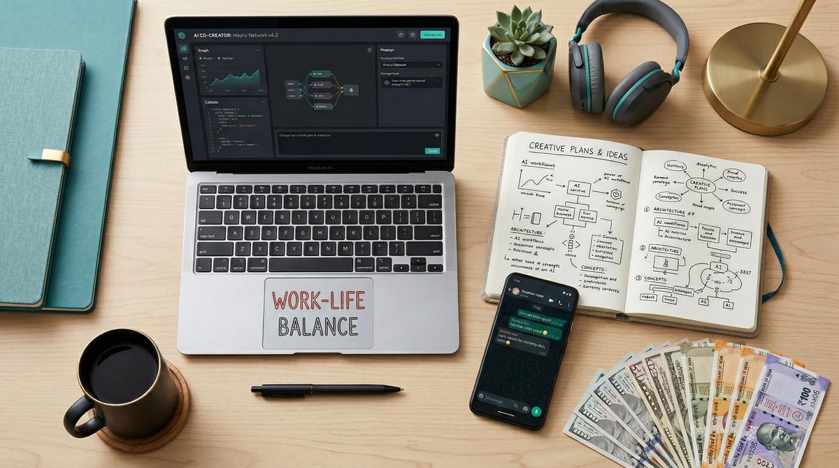 AI tools workspace with Indian rupees and US dollars